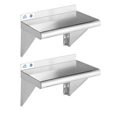 ROCKPOINT Stainless Steel Wall Shelves 10x16 190lb NSF Commercial Kitchen Res...