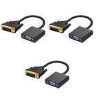  3 Count Video to Digital Converter DVI Male VGA Female Adapter Cable for TV