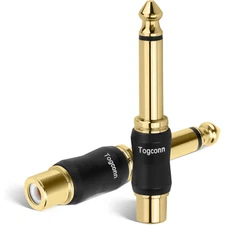 Togconn RCA to 1/4 Inch Adapter 2 Pack, 6.35mm Quarter Inch TS Mono Male to R...