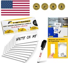 Dry Erase Magnetic Labels - Reusable Sticky Notes - Magnetic Notepads for Ref...