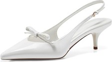 Coutgo Womens Bow Slingback Heels Low Kitten Heel Pumps Closed Pointed Toe...