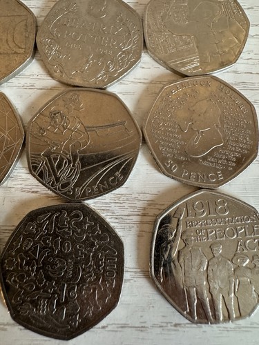 Grande Collezione 50p 18 X Monete Diverse Tutte Circolate Inc 4 Olimpiadi Gratis P&P - Foto 3 di 14