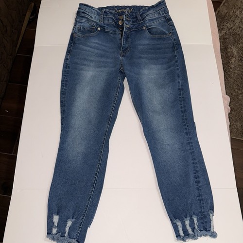 Copperflash High Rise Stretch Damen Boyfriend 3 Knopf, Skinny Distress Jeans 8