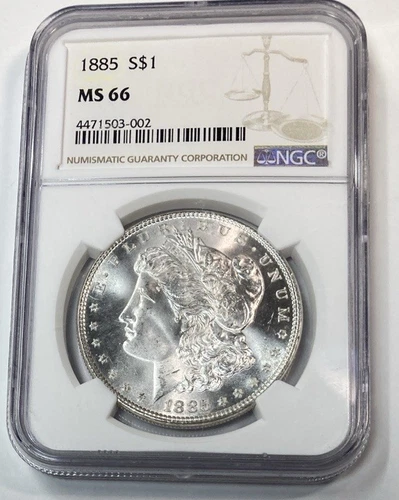 1885 Morgan Silver Dollar Flashy Bright Super Gem NGC MS66