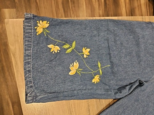 Gebrauchte Denim-Overall für Damen, geblümt, groß, 100 % Baumwolle, 19" Taille 18" Schrittlänge - Bild 3 von 10