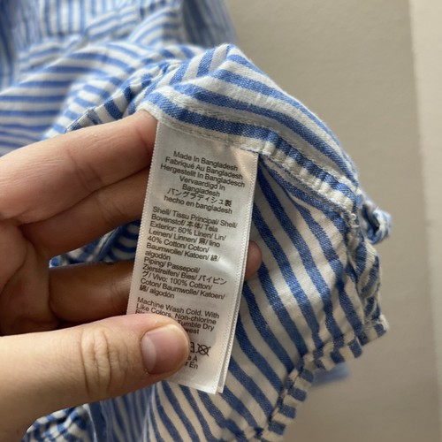 J.Crew Leinenmischung Streifen Pyjama Oberteil Knopfleiste Gr. XS Knopfleiste leise Luxus - Bild 4 von 5