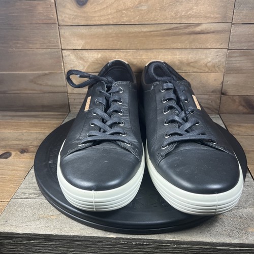 Ecco Soft 7 Herren Größe 9 Schwarz Leder Schnürschuhe Freizeit Komfort Schuhe - Bild 2 von 10