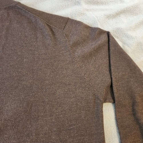 BROOKS BROTHERS BROWN 100% Extra Fine Italian Merino Wool Sweater XXL Mock Neck - Picture 6 of 8