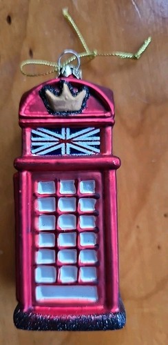LONDON~ENGLAND~GREAT BRITAIN~UK~RED TELEPHONE BOOTH ORNAMENT~BLOWN GLASS - Picture 2 of 6