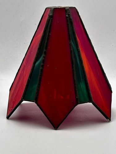 Pair of vintage tiffany style leaded Red stained glass shades - Picture 2 of 10