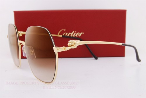 Closeout New Authentic Cartier Sunglasses CT 0267/S-002 Gold/Gradient Brown - Picture 4 of 7
