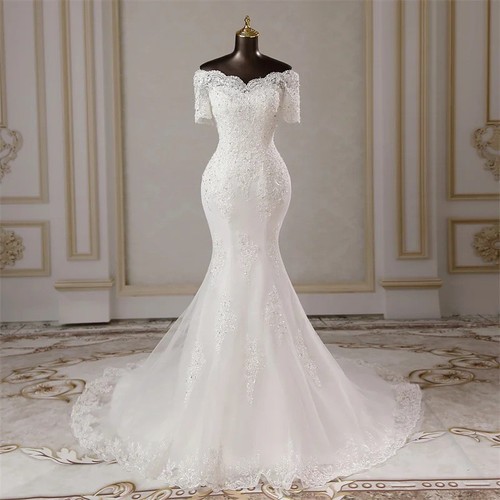 Elegantes Meerjungfrau-Hochzeitskleid Brautkleid Kleid Braut mit Schleppe WQ38 - Bild 1 von 6