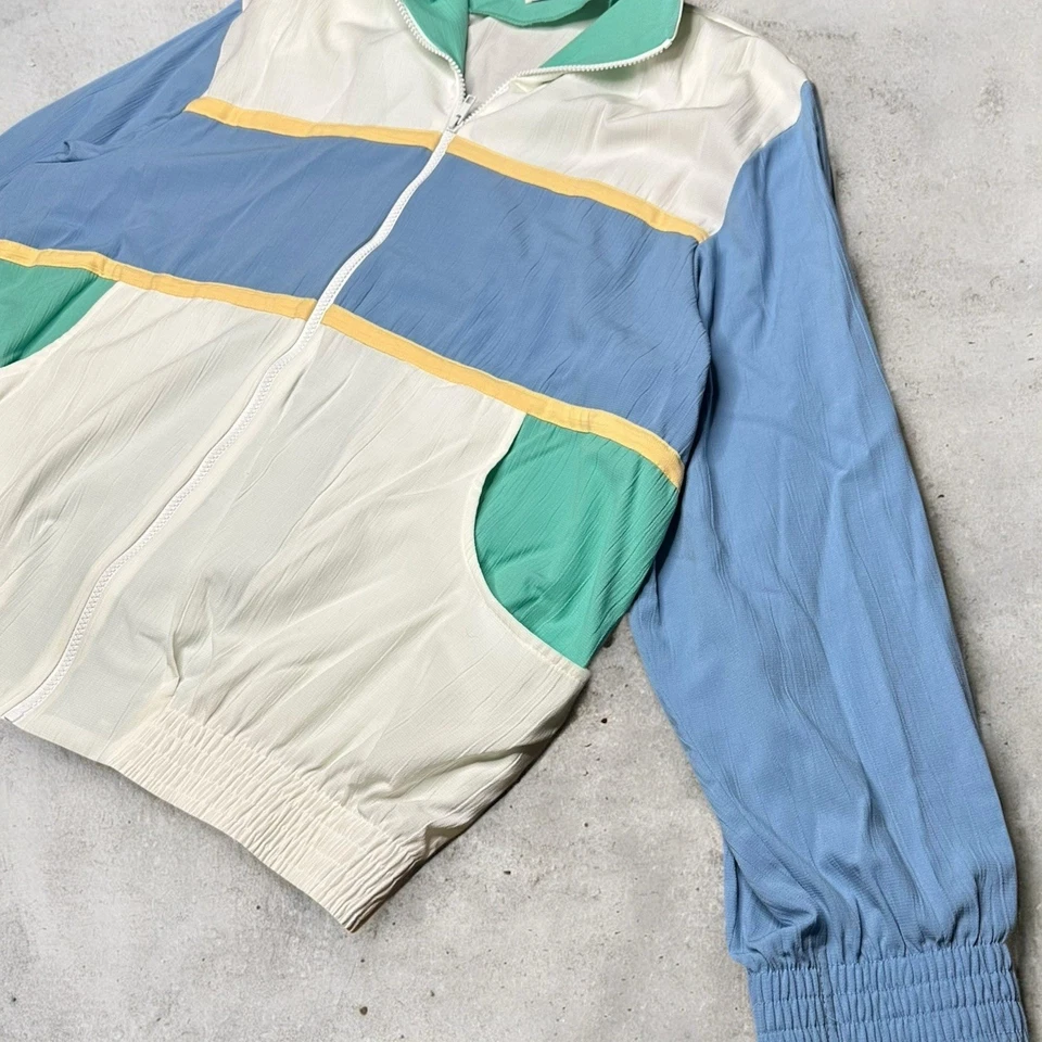 Chaqueta Cortavientos Vintage Alfred Dunner 18W Colorblock Pastel EE. UU. Cremallera Años 80 90 Foto 2 de 4