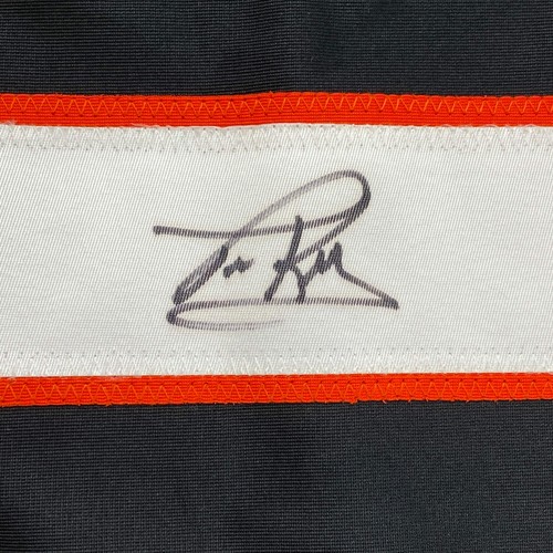 Camiseta deportiva de hockey negra autografiada/firmada de Tim Kerr Philadelphia certificado de autenticidad JSA automática - Imagen 3 de 4