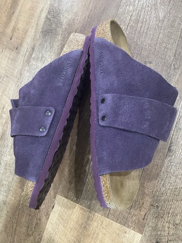 Birkenstock Kyoto soft foot bed Wine Purple suede leather sandals Size 41 /8.5 - Picture 3 of 7