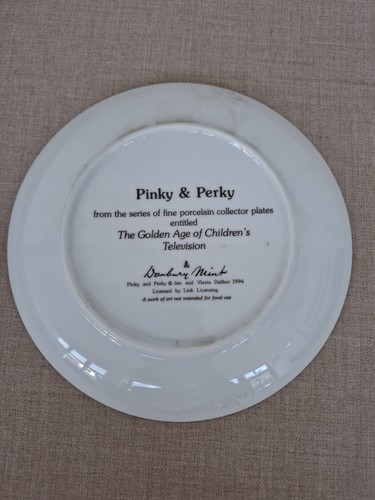 Plato de colección 'Pinky And Perky' adornado en oro de 22 quilates 8" certificado Danbury Mint - Imagen 4 de 6