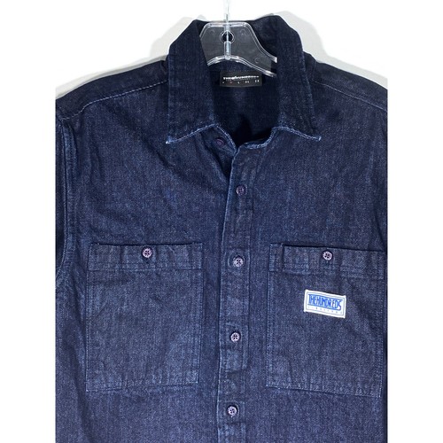 The Hundreds Since 1980 Denim Mechanic Button Shirt Dark Blue Mens M Cotton - Picture 2 of 7