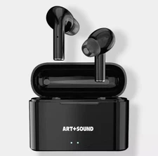 Bluetooth True Wireless Pro Ear Buds BLACK Built in Mic Charge Case Art + Sound