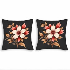 Set of 2 Decorative Throw Pillow Covers 18x18in - Floral Design