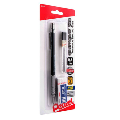 Pentel GraphGear 500 0.5mm Mechanical Pencil PG525 Drafting w/ Lead + Eraser Set