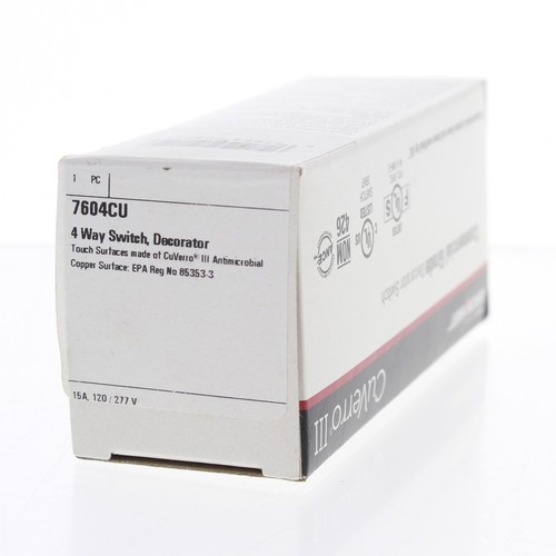 Cooper Antimicrobial CuVerro Copper Touch Decorator 4-Way Switch 15A 7604CU - Picture 4 of 4