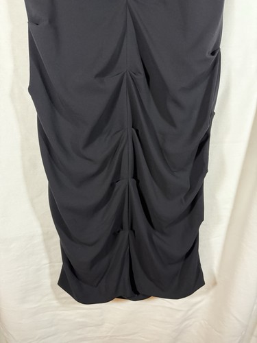 Vestido de seda clásico negro falda fruncida Nicole Miller Collection para mujer talla 12 - Imagen 6 de 7