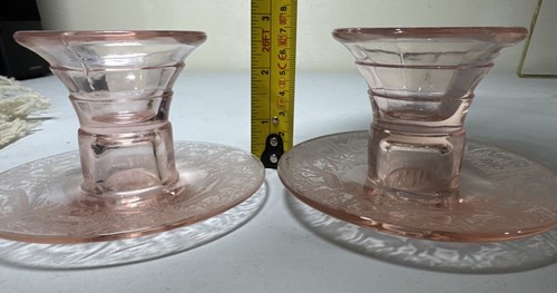 De Colección Rosa Flamenco Depresión Vidrio Grabado Ciervo Candelabros Huevos Rosa Navidad - Imagen 9 de 10