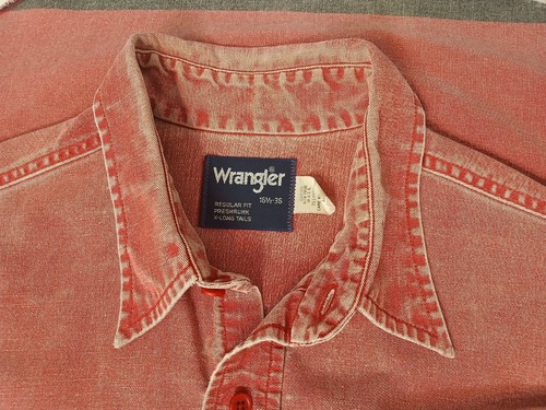 Camisa Wrangler Brushpopper Western a Rayas para Hombres 16.5-36 Preencogida Hecha en EE. UU. De Colección - Imagen 3 de 9