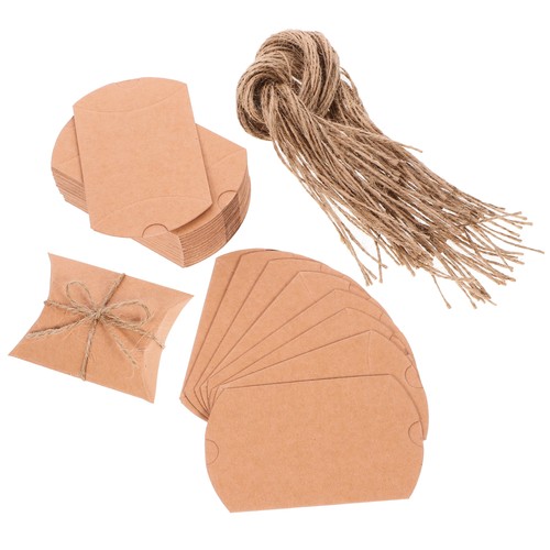 50 Pcs Kraft Paper Gift Box Pillow Boxes Chocolate for Candy Packing
