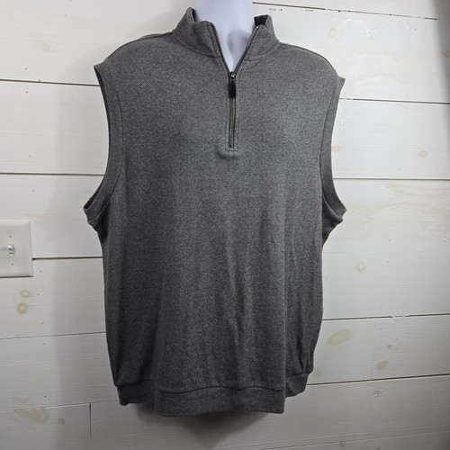 Roundtree Yorke Silky Finish 1/4 Zip Vest Mens XLT Gray Pullover Super Soft Golf - Picture 3 of 11