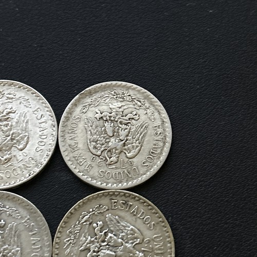 Mexiko 1920-1945 Un Peso 0,720 Silber Resplandores Lot 5 Münzen - Bild 9 von 12