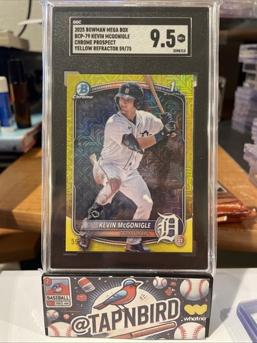 2025 Bowman Chrome Prospects Kevin McGonigle #BCP-79 Yellow /75 Mojo SGC Tigers