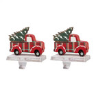 6.12 In. H Wooden/Metal Red Truck Stocking Holder (2-Pack)