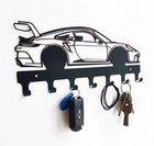 Industrial Metal Car Key Holder Wall Mount Black Hooks Durable Easy Install