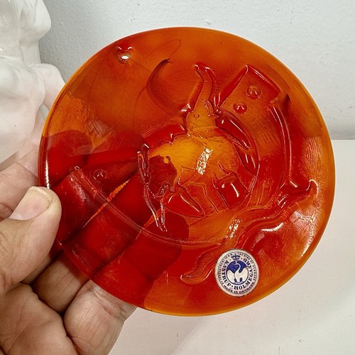 HOLMEGAARD Arche Noah SUNCATCHER MICHAEL BANG 1968 Orange UV Elefant Blenko Ära - Bild 10 von 11