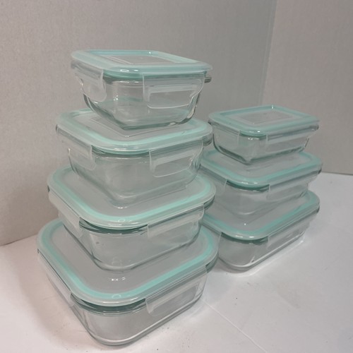 Set of 7 Glass Food Storage Containers with Plastic Lids, Rectangle And Square - Picture 2 of 4