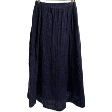 Vintage Blue Knit Elastic Waistband Maxi / Midi Skirt