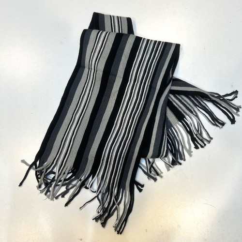 Scarf  Covington Mens Striped Scarf  Black Brown Knit One Size NWOT - Picture 4 of 5