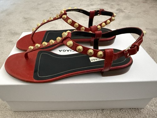 Sandalias Balenciaga Arena doradas con tachuelas, talla EU 38 UK 5, rojas - Imagen 3 de 9
