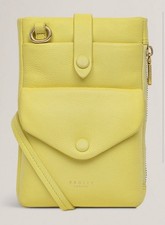 RADLEY YELLOW LEATHER HANDBAG SHOULDER CROSS BODY PURSE PHONE BAG NEW!!!