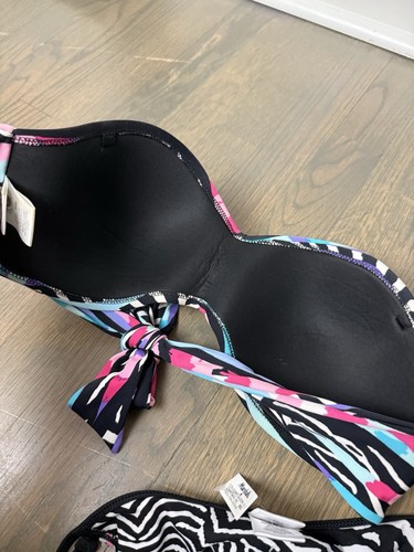 Body Glove Bikini Medium Funky Print Bandeau Tie Sides NWT - Picture 12 of 14