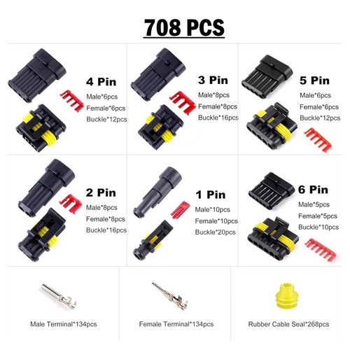 300V 12A 1-6 Pin Car Automotive Waterproof Electrical Wire Connectors Plug Kit - Picture 10 of 21