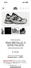 New Balance 9060 x Shoe Palace Metallic Glow In The Dark Men’s Size 10.5 NEW