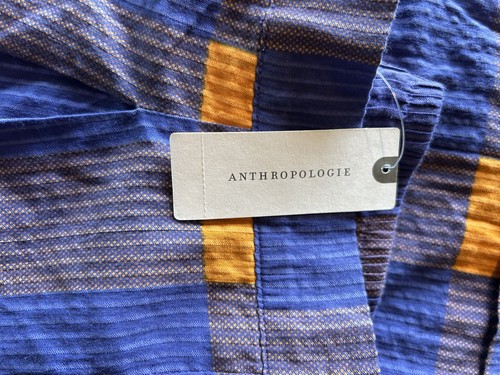 Anthropologie Porridge Preppy Plaid Wide Leg Pant Size L NWT Orange Purple - Picture 9 of 9