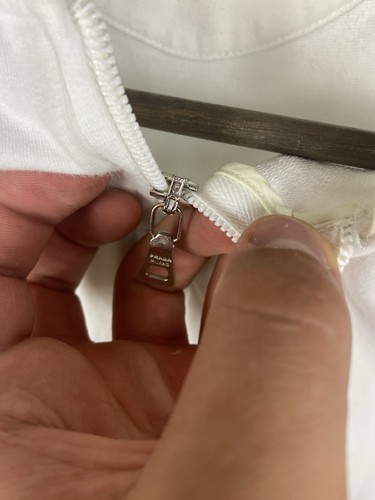 Vintage Prada Women's White Zip Hoodie Hooded Windbreaker Jacket Sz S - Picture 11 of 24