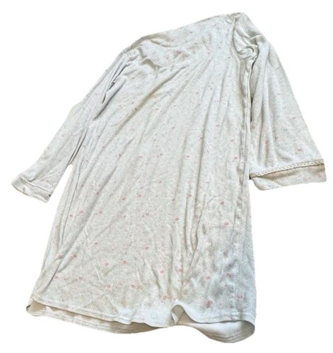 Womens SMALL Karen Neuberger Light Blue Pink Dainty Floral Night Shirt Nightgown - Picture 8 of 9
