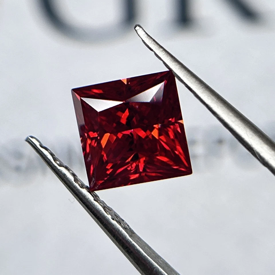 1PCS 5x5mm-12x12mm Princess Cut Garnet Fancy Color Loose Moissanite Stone - Image 3 of 4