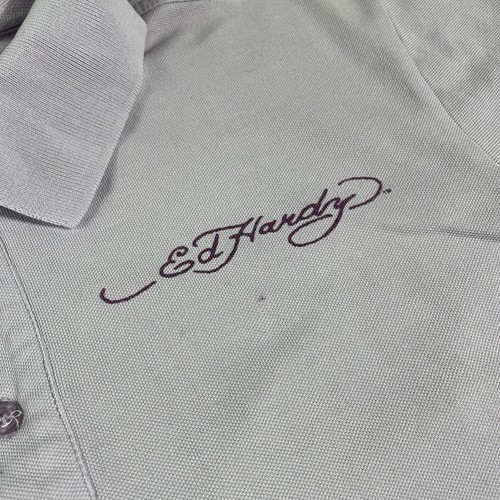 Ed Hardy Skull Hustle Polo T-Shirt Mens Size L - Picture 7 of 10