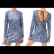 URBAN OUTFITTERS Zebra Sequin Mini Dress Navy Blue S/P