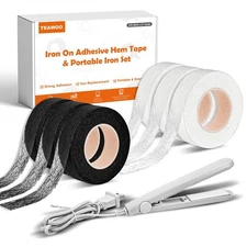 TEAWOO 6 Rolls Hemming Tape with Portable Iron – (3/4 Inch x 27 Yards Each, 3